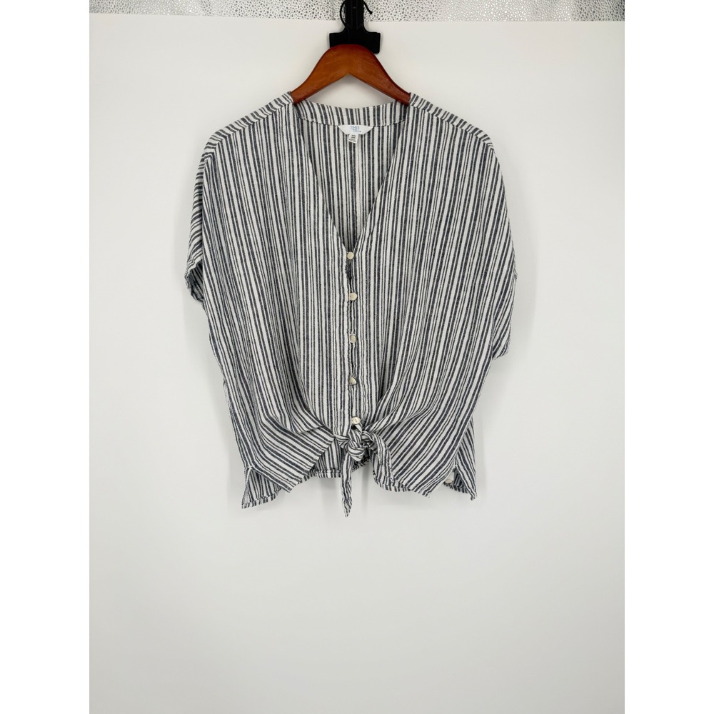 Time & Tru Womens‎ Top XXL 20 Linen Blend Coastal Chic Nautical Resort Beach